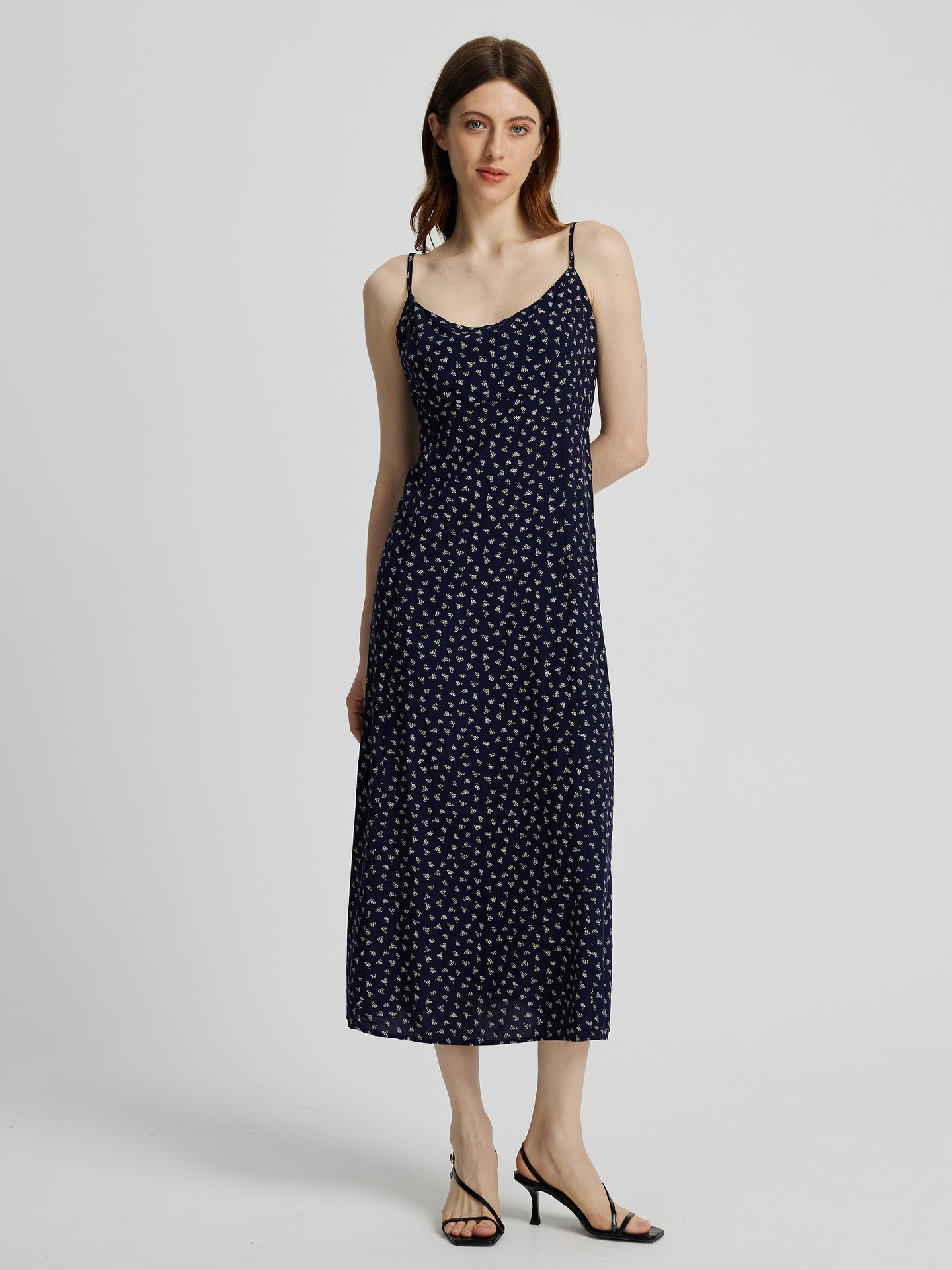 Long Printed A-Line Cami Dress