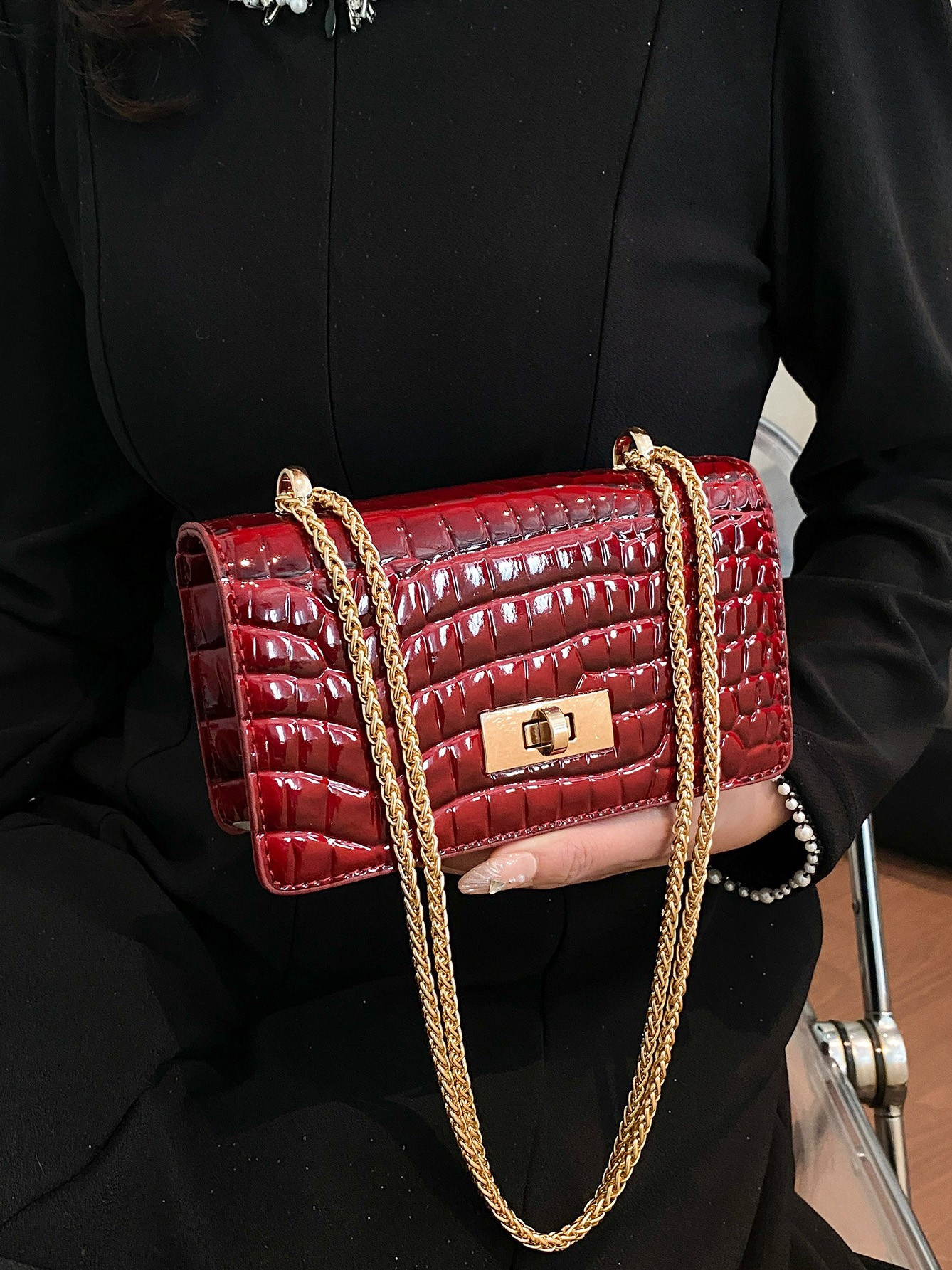 Snake Print Shoulder Bag