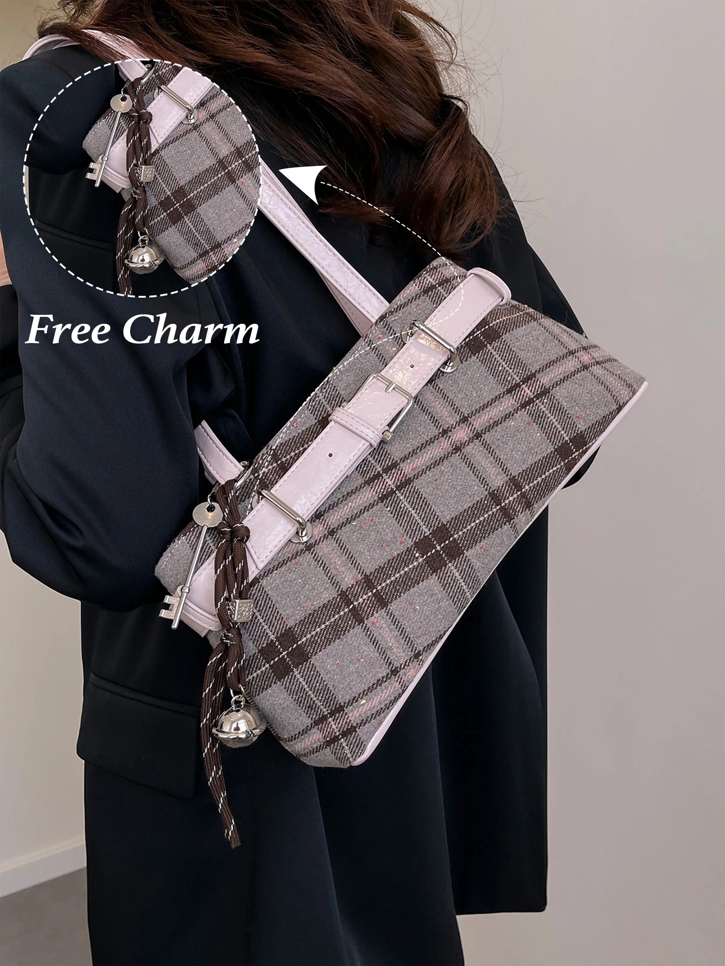 Square Shoulder Bag with Free Charm