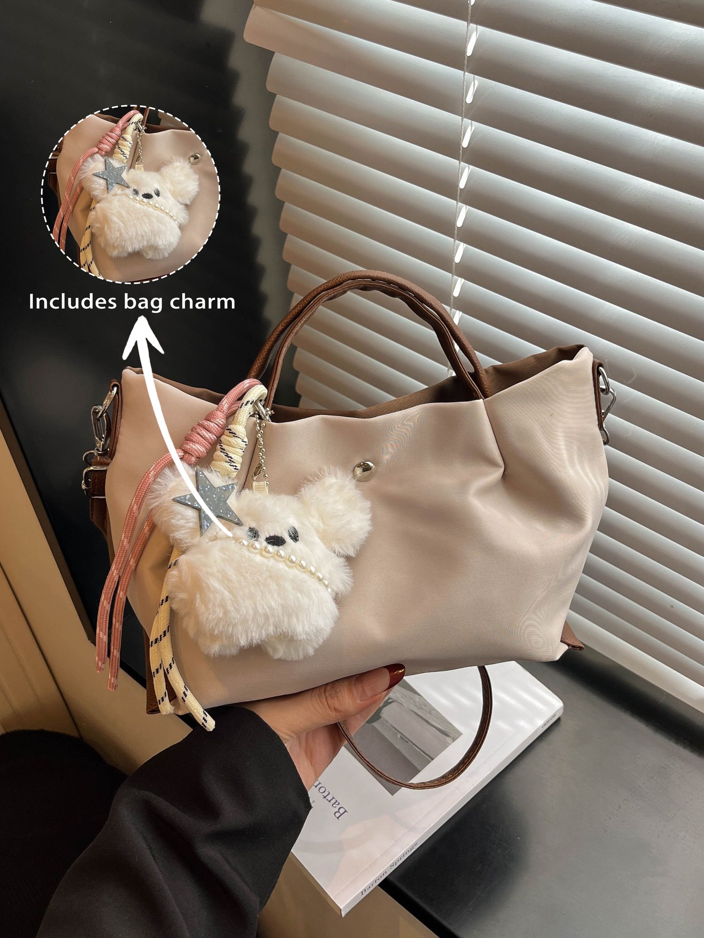 Double-sided color blocking Crossbody Bag(Includes doll charm)