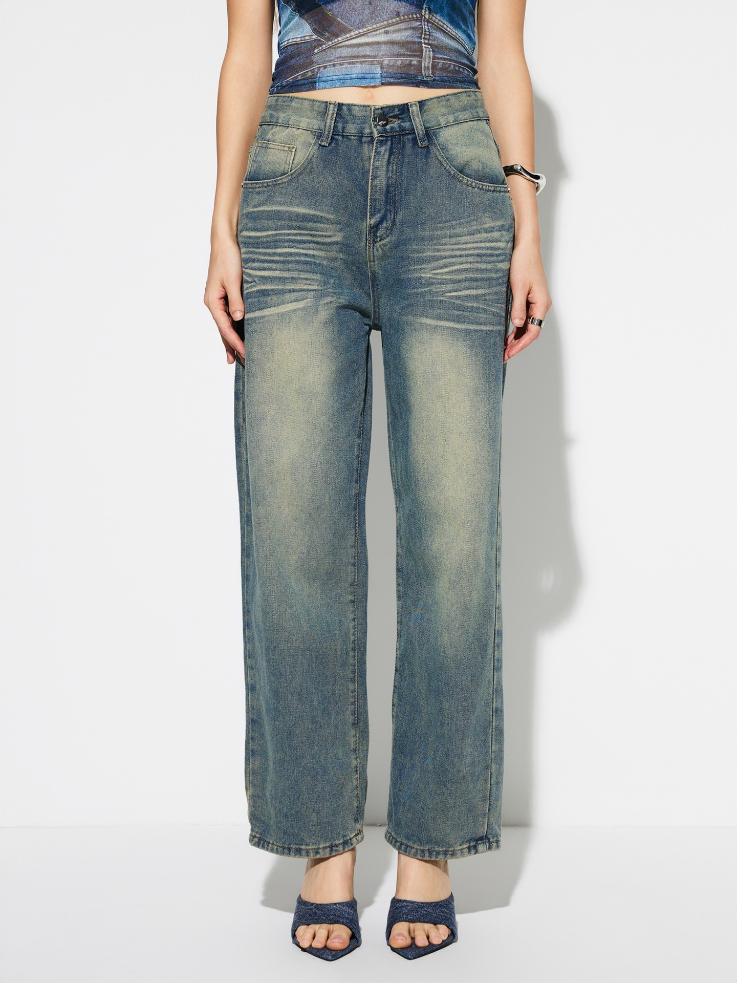 Regular Waist Straight Leg Jeans