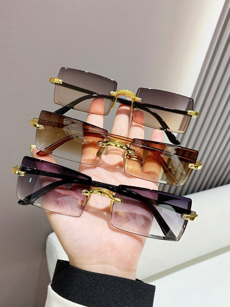 3Pcs Metal Detail Retro Sunglasses