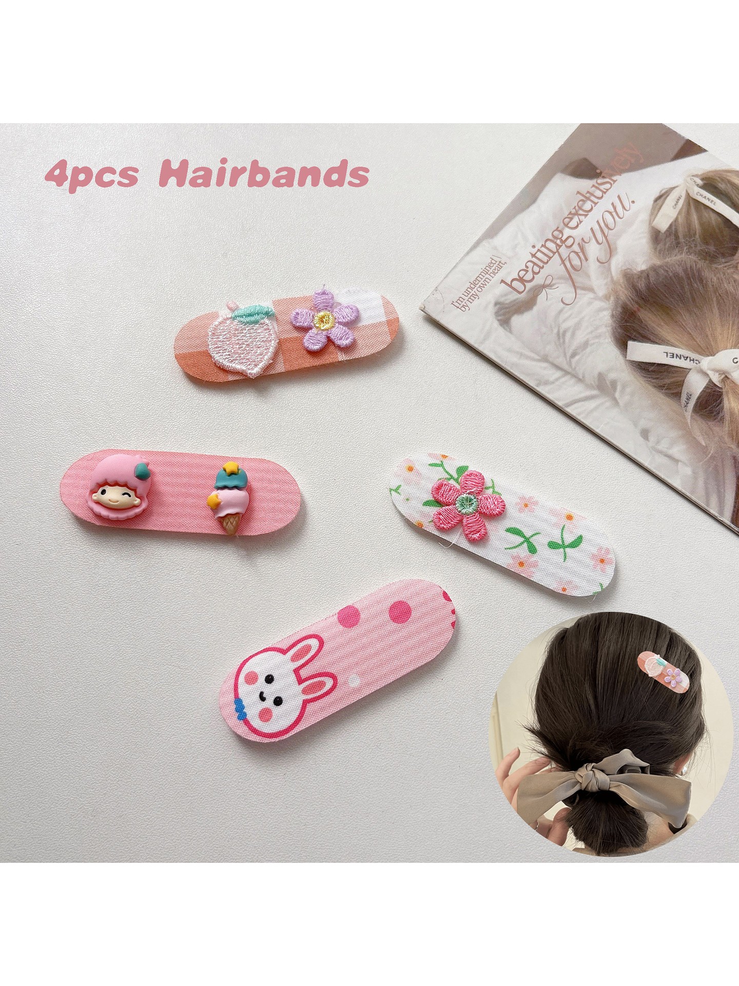 4pcs Patched&Velcro Headbands