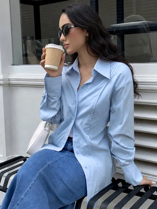 dress shirt blue woman Find Your women Poplin shirt Size:42 (US 12) bohemian wedding dress Purple and Black Witch and generously sized