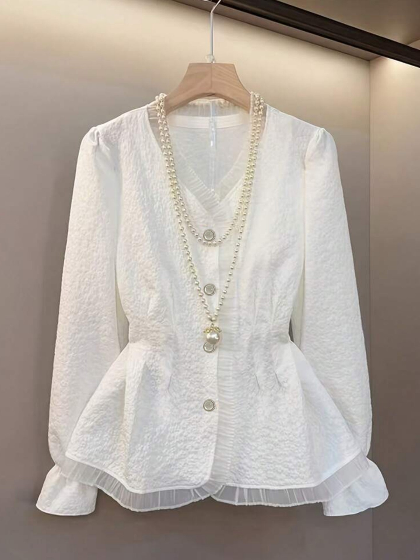 Peplum Blouse with Ruffle Trim