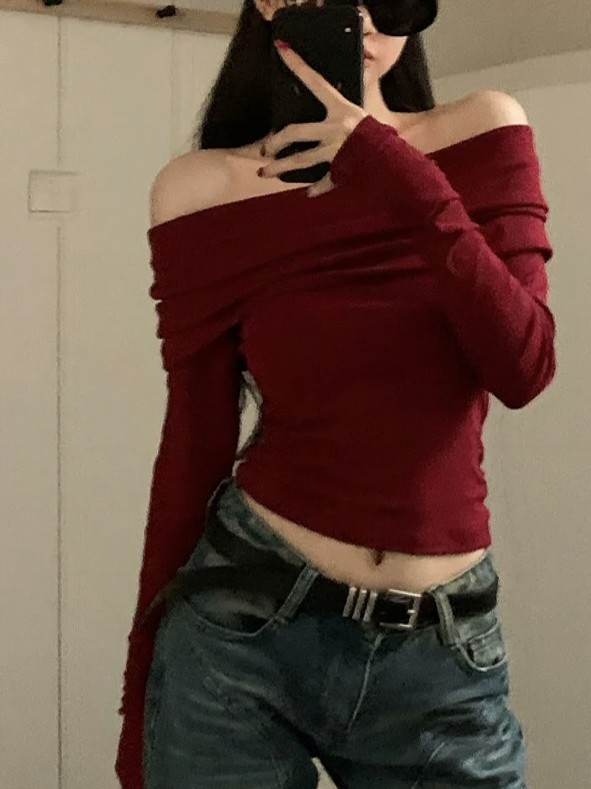 Burgundy Off Shoulder Top