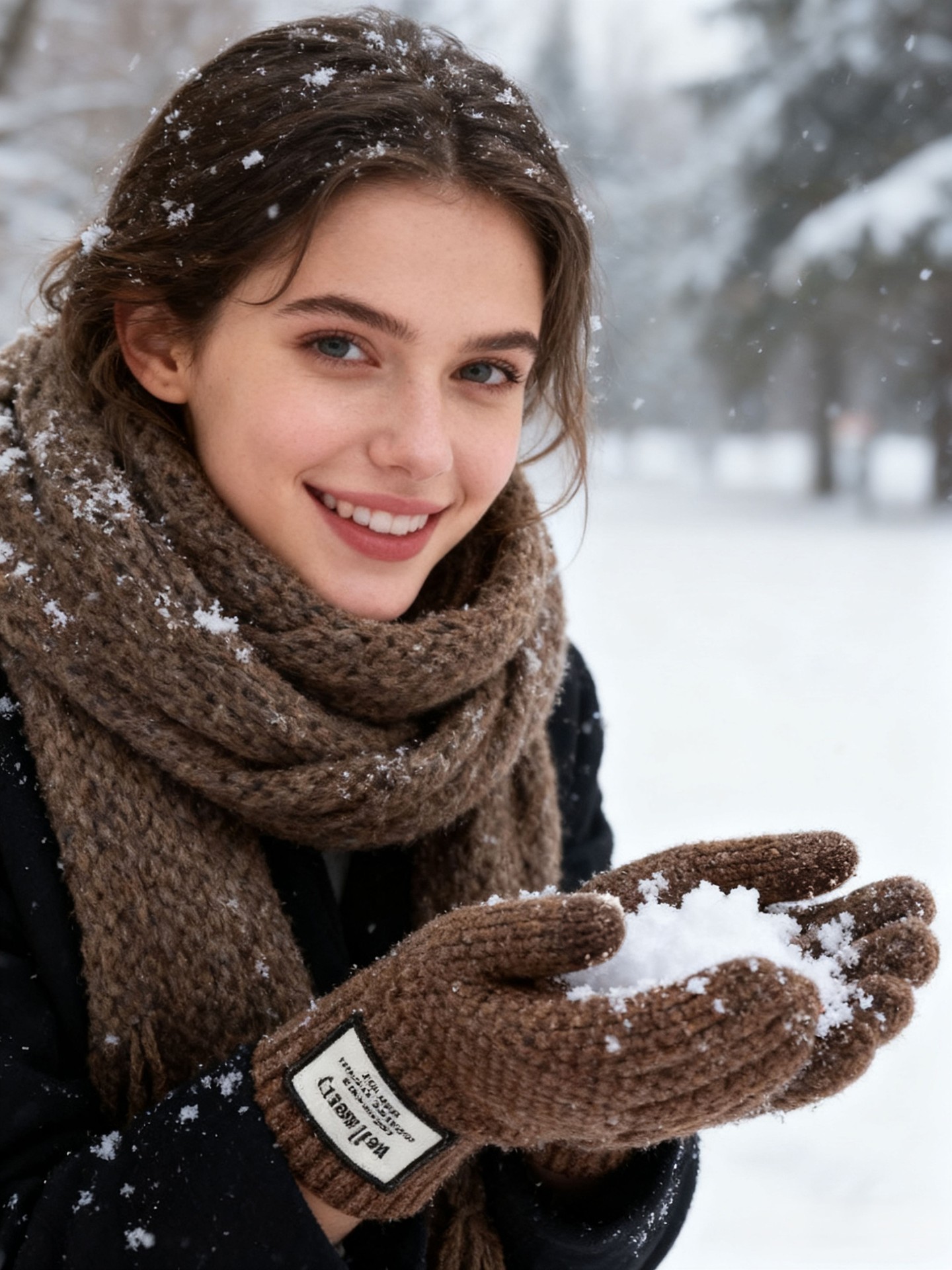 Retro Alphabet Patch Knit Glove