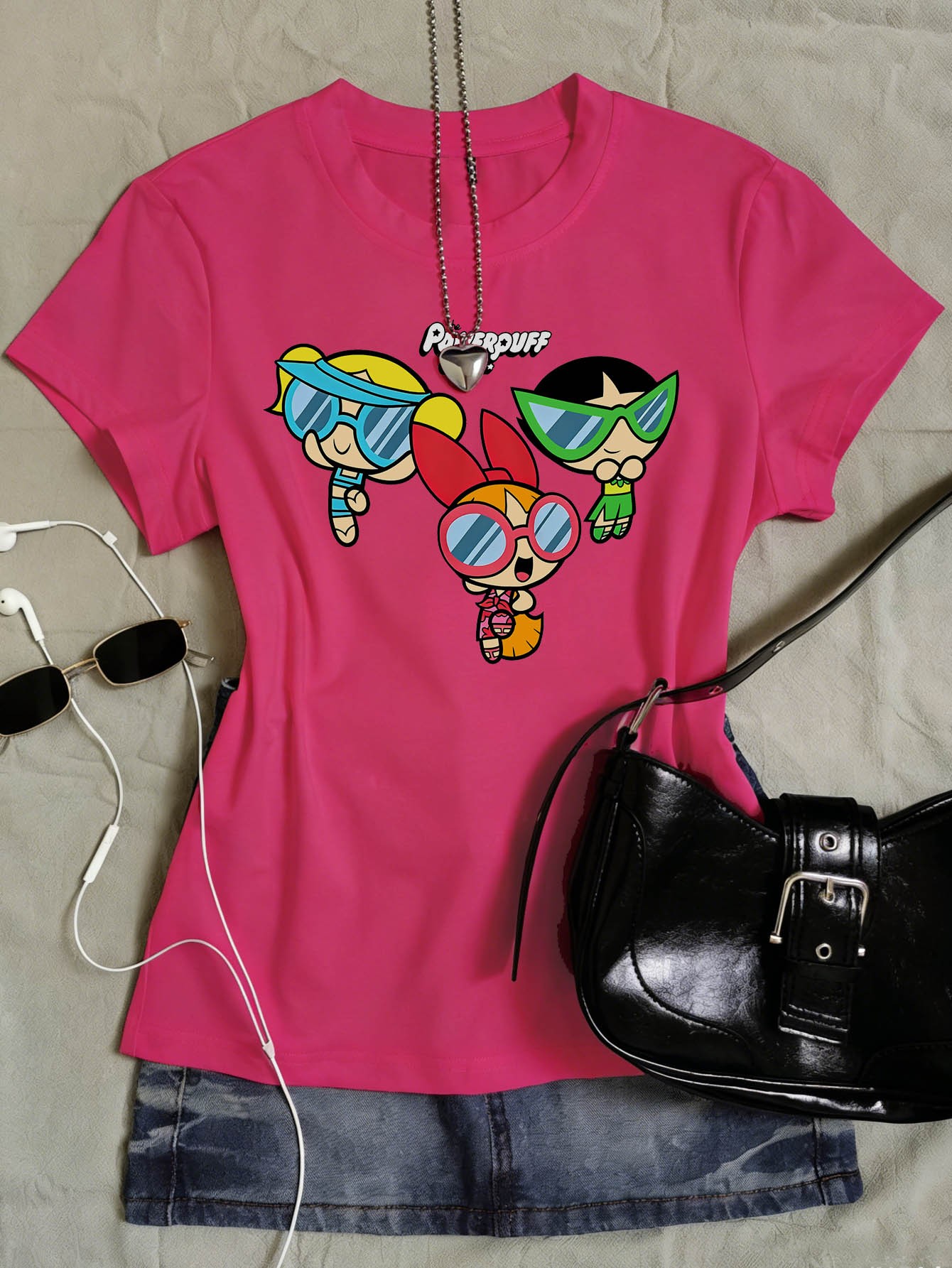 Y2K Powerpuff Girls Graphic Crew Neck Tee