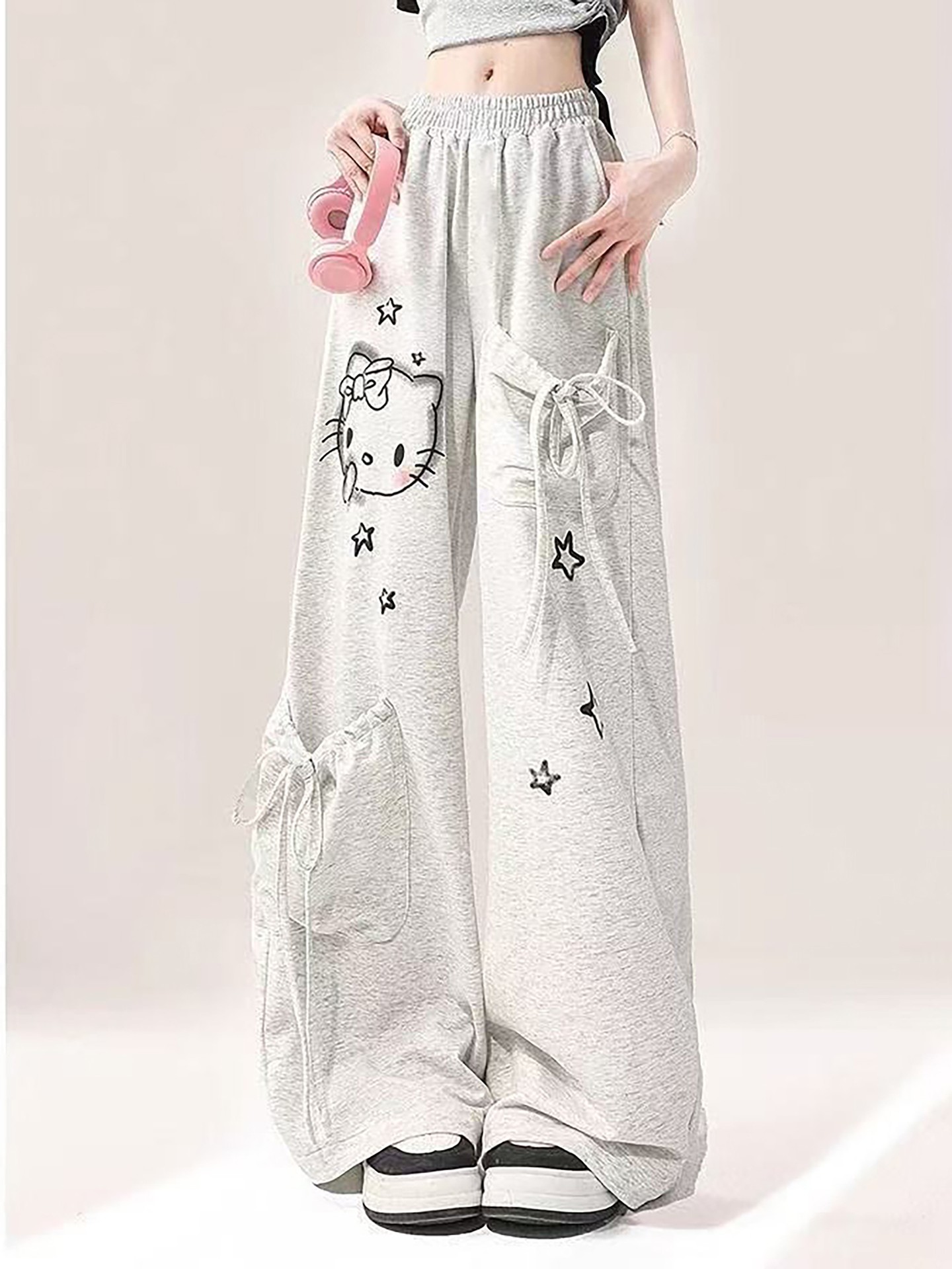 [Slightly Stretchable] High Waist Pocket Wide Leg Pants