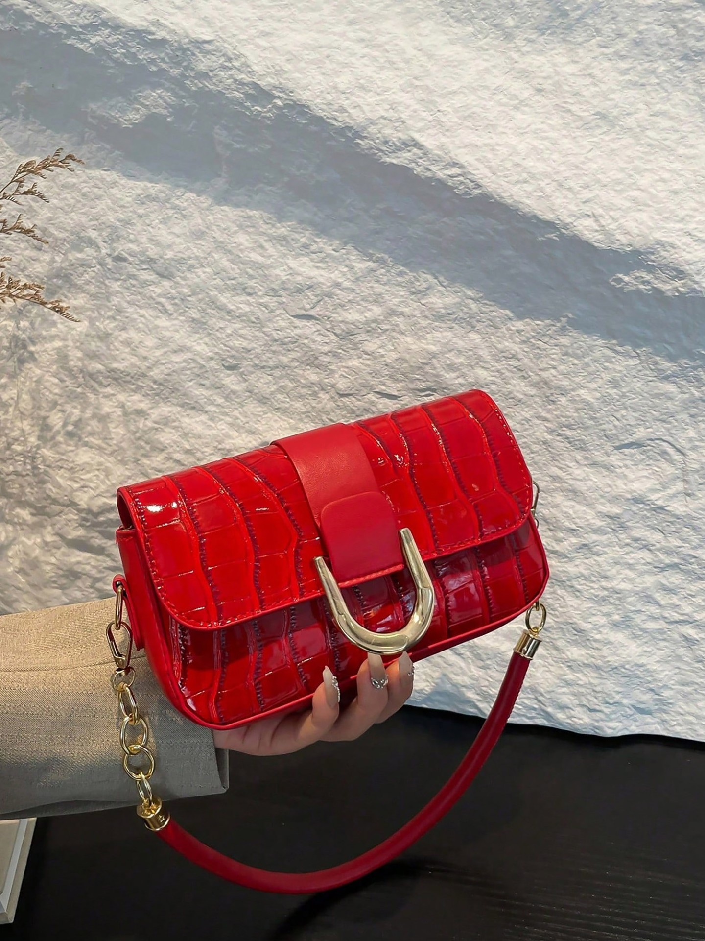Snake Print Shoulder Bag