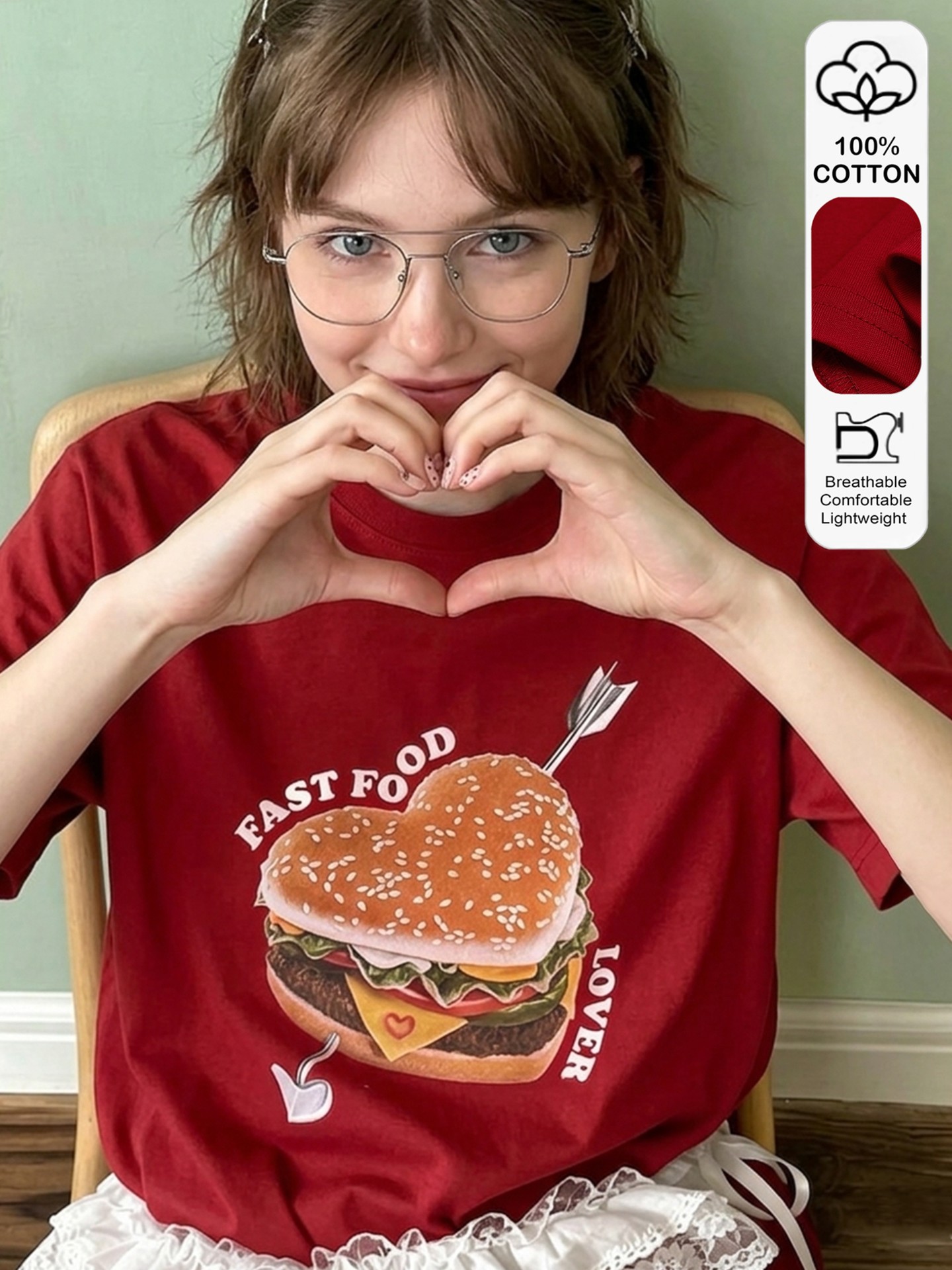 Funny Burger Print Pullover T-Shirt