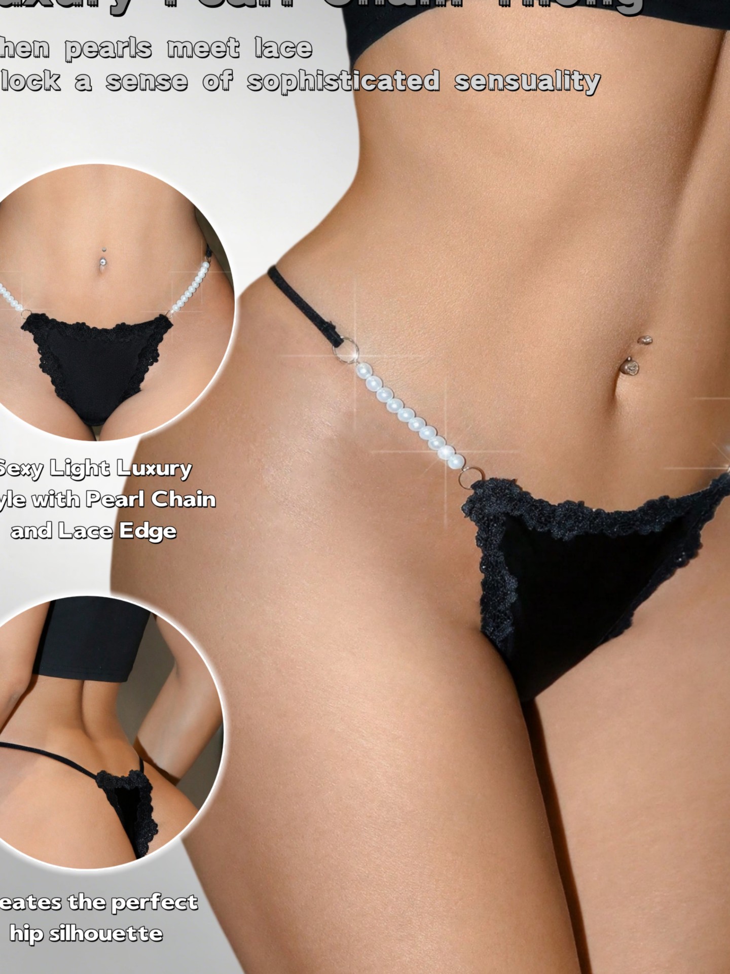 Lace-trimmed Thongs