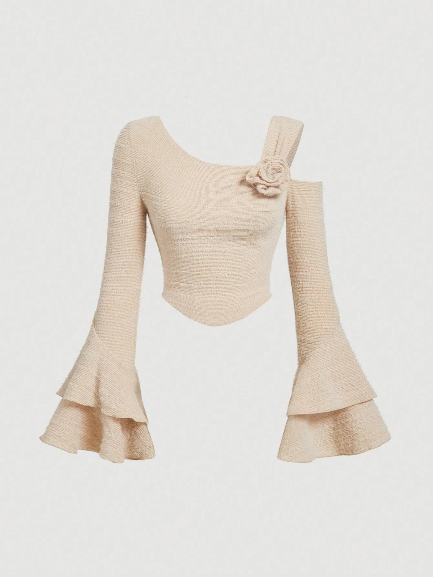 3D Floral Bell Sleeve Top