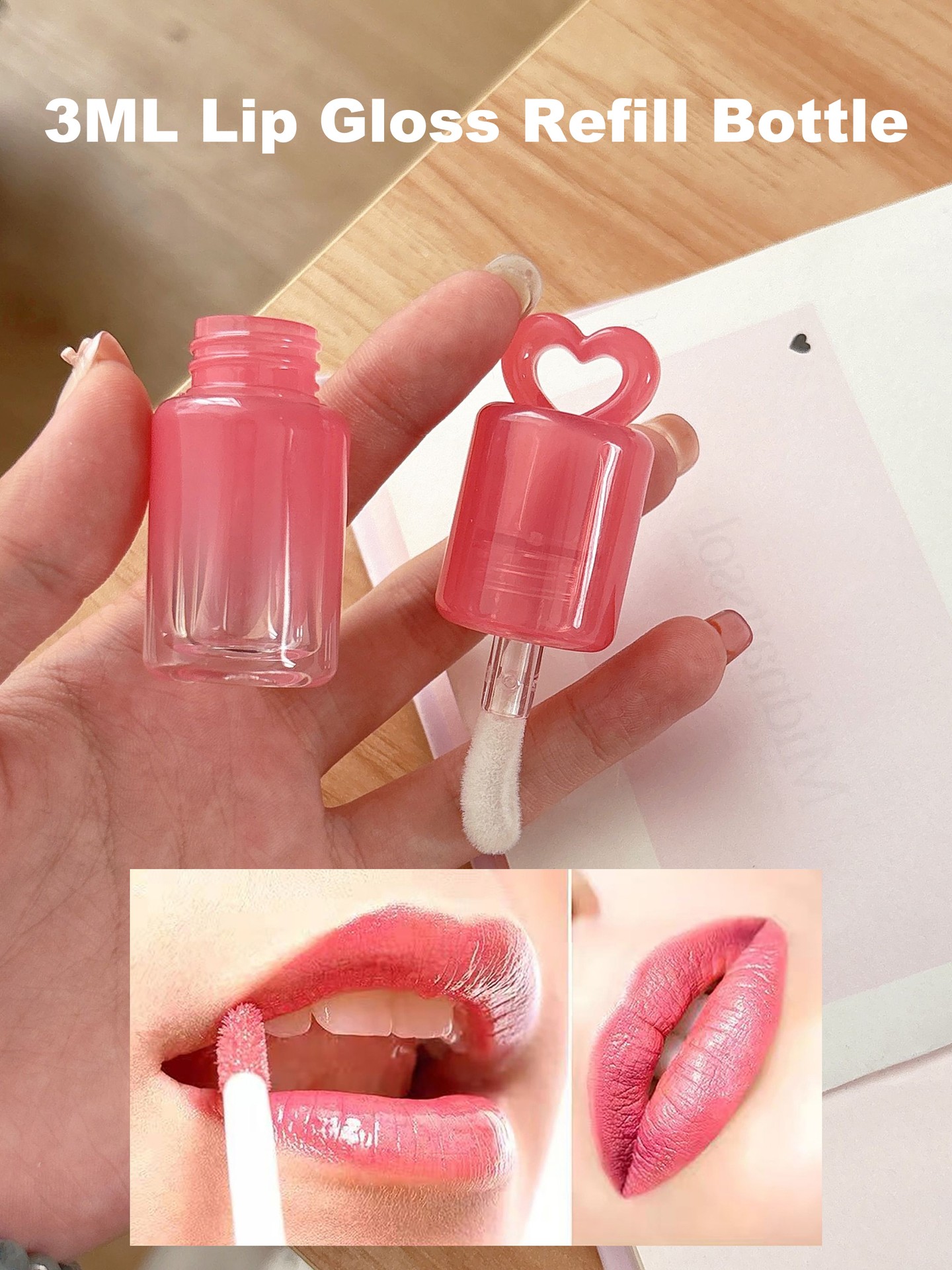 3ml Empty Heart Lip Gloss Refill Bottle