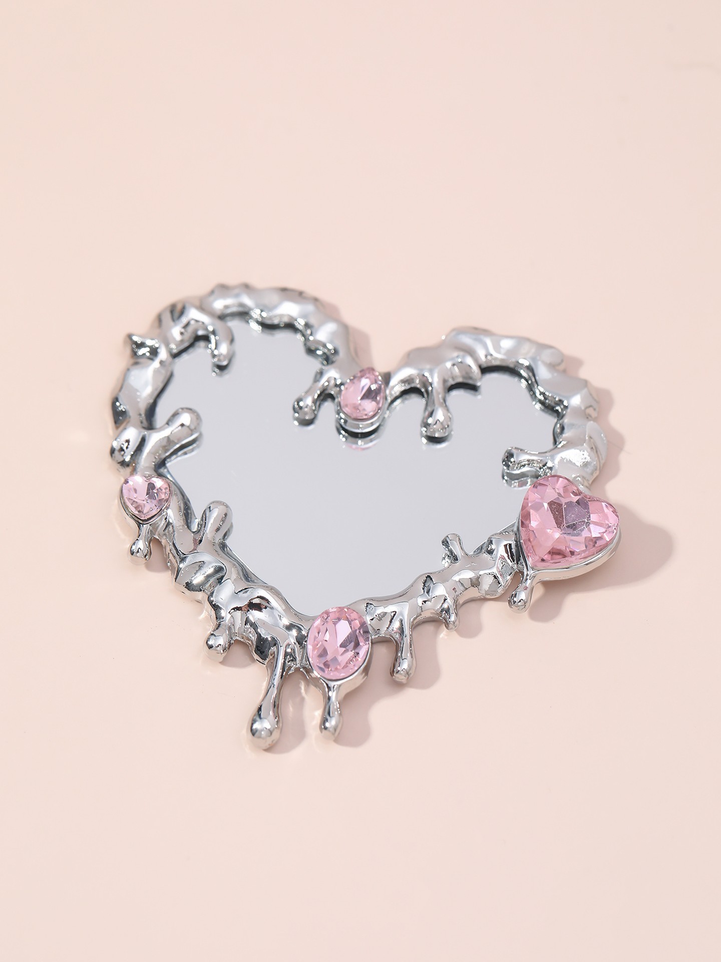 Rhinestone Heart Makeup Mirror