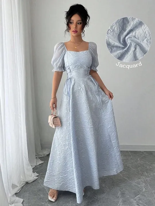 silk midi dress for women Mila Sleeveless in Dusty Blue By DISSH Size:Medium- 10 Gunne sax Corset-Back Long Sweetheart Prom neck and a bias