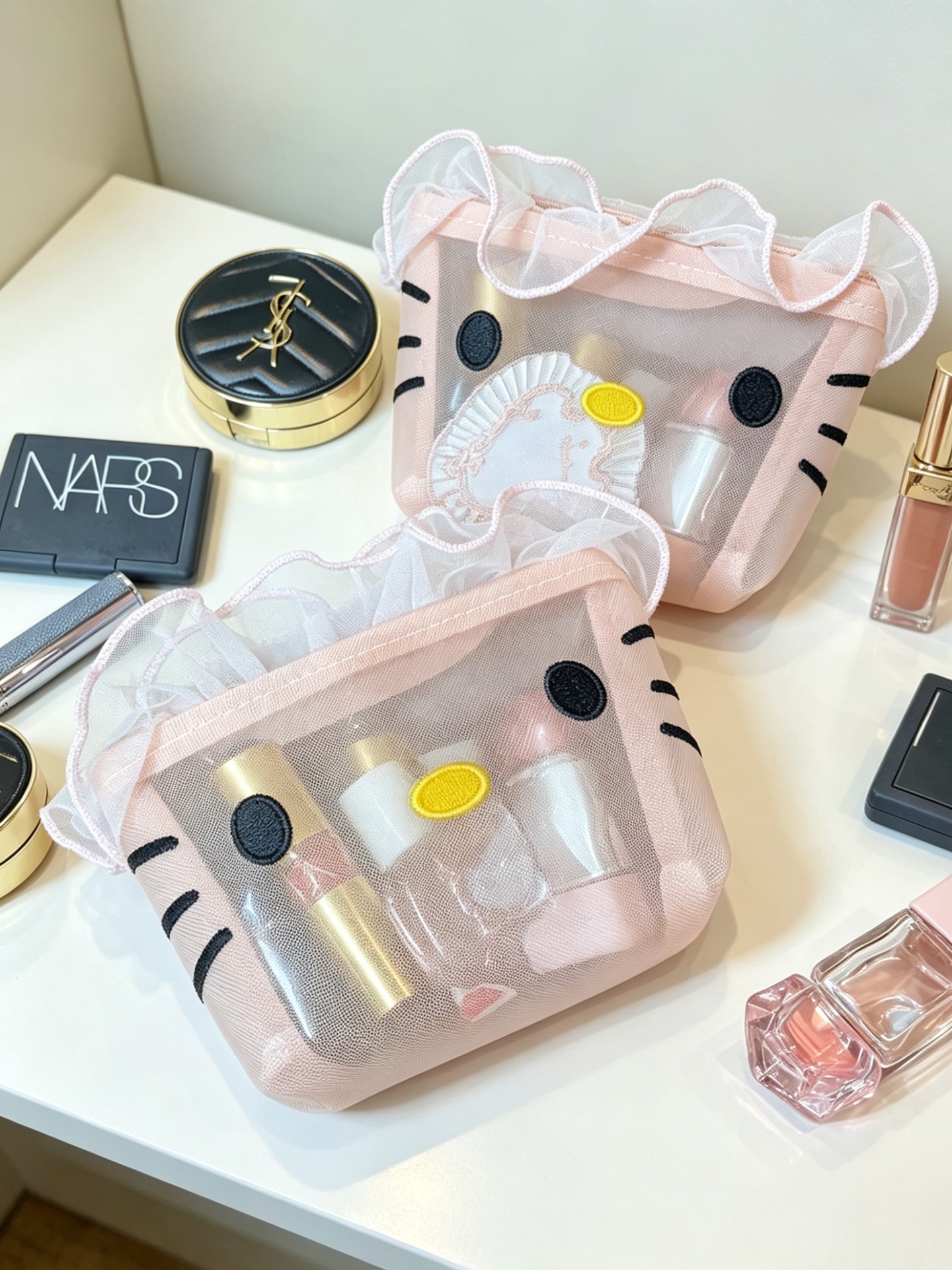 Lace Trim Lipstick Bag