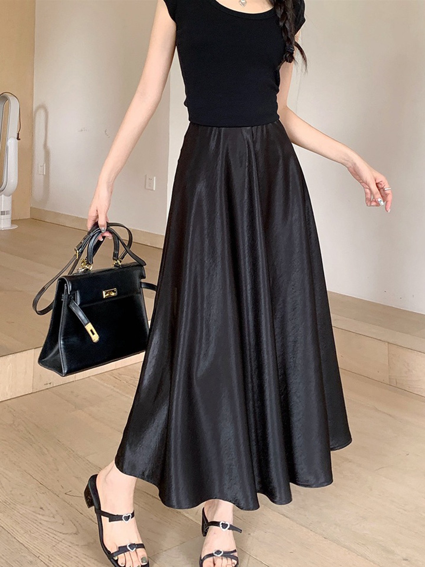 Satin A-Line Skirt