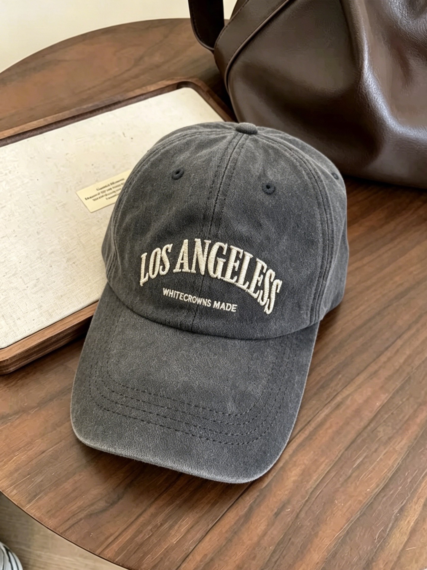Washed Black Alphabet Denim Hat