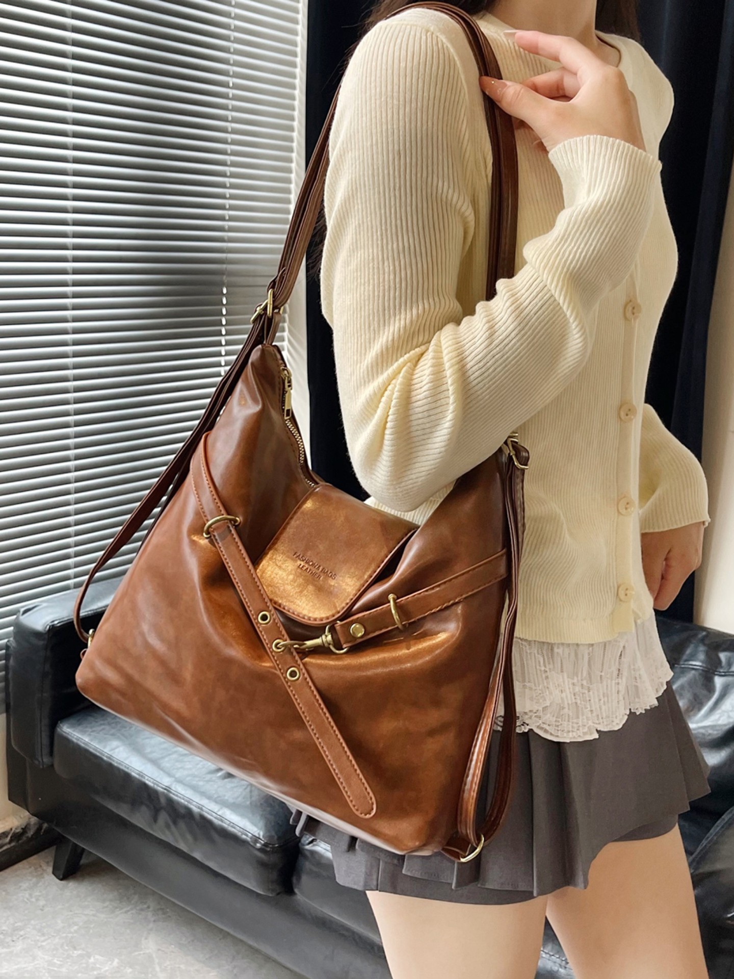 Adjustable Buckle Shoulder Bag