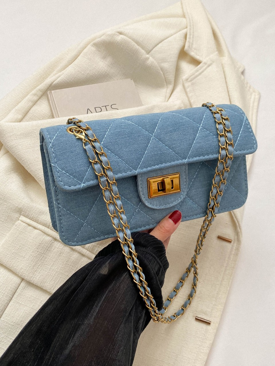 Quilted Denim Crossbody Bag