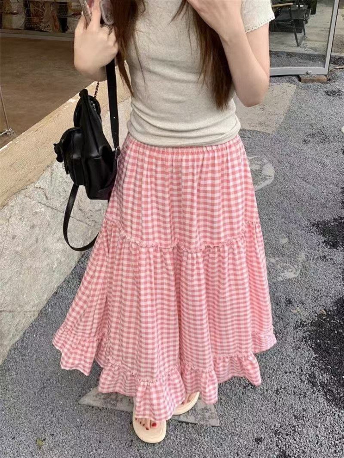 Plaid Tiered Skirt