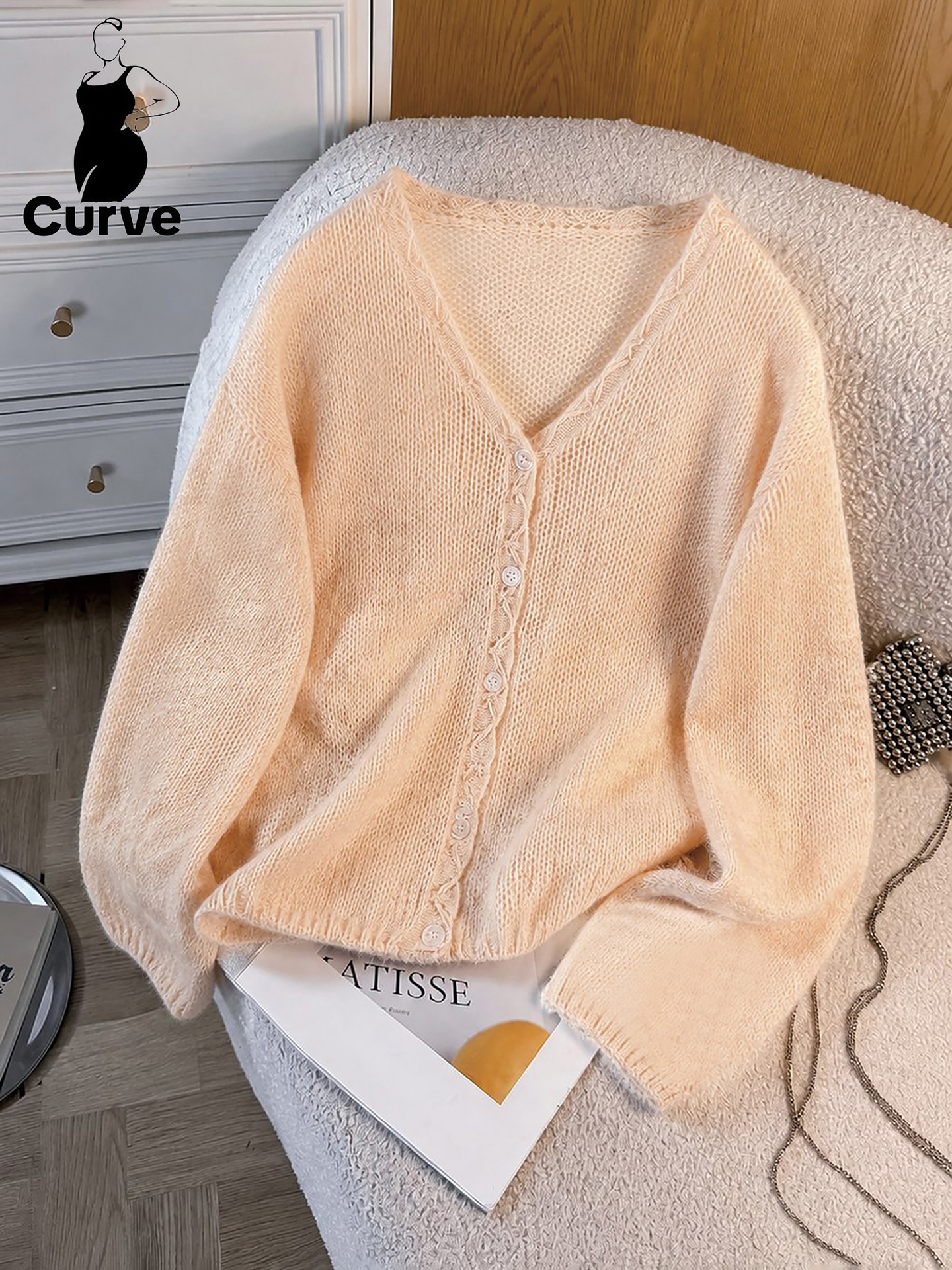 Plus Size Crochet Knit Cardigan
