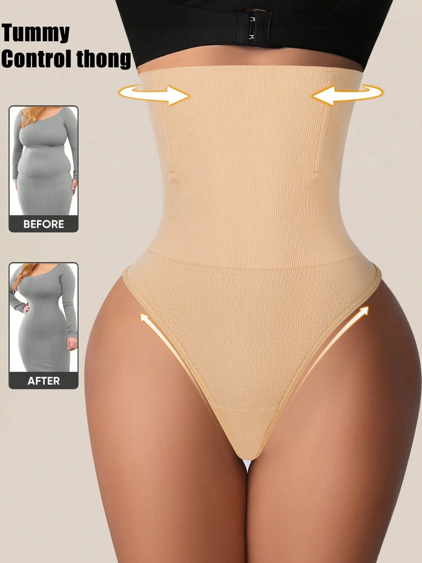 Snatched Tummy Control High Waist Thong Shorts