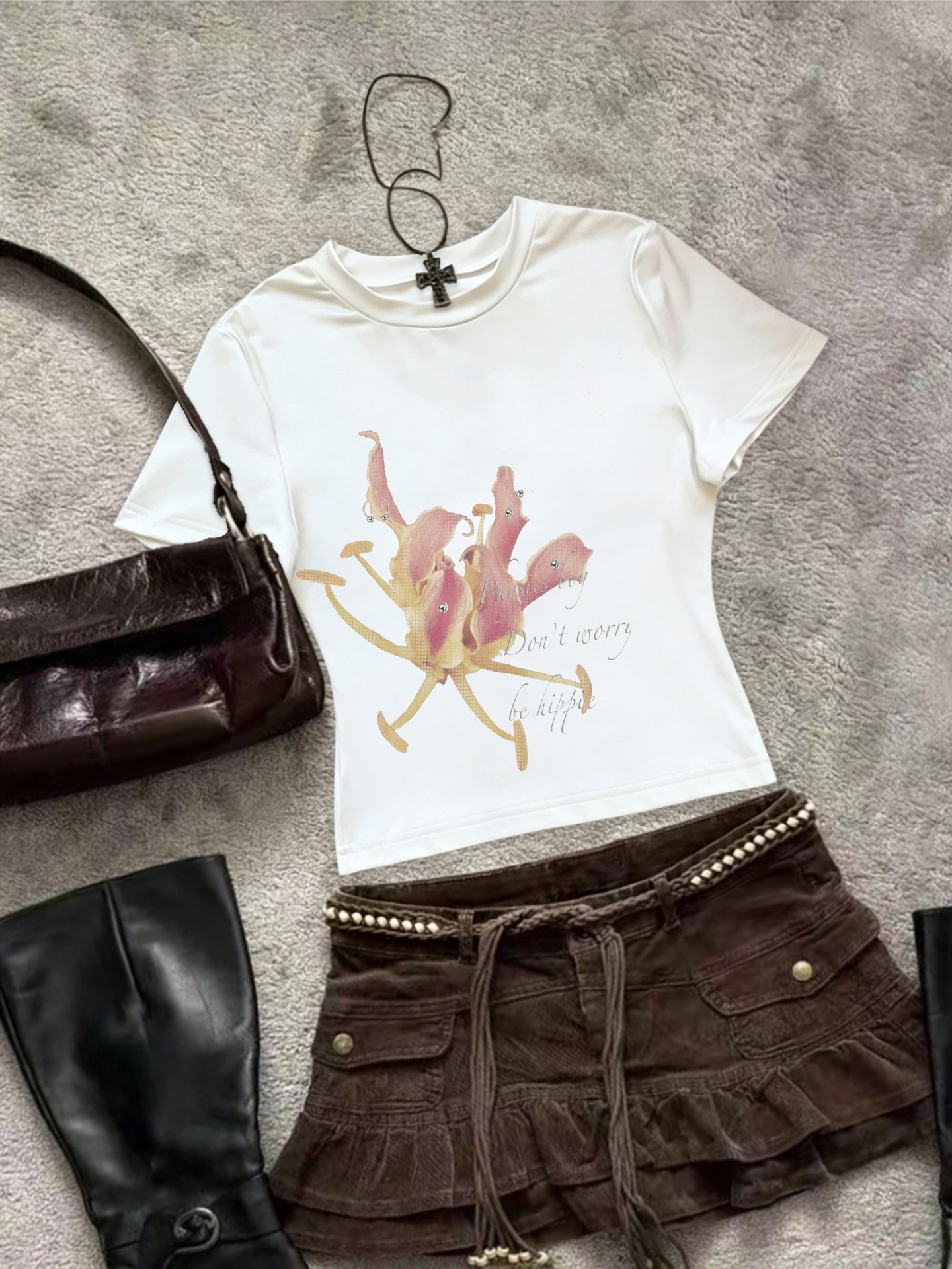 Vintage Floral Print Pullover T-Shirt