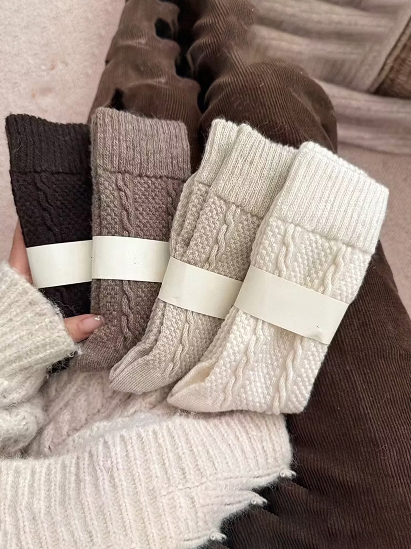 4Pairs Of Knitted Crew Socks