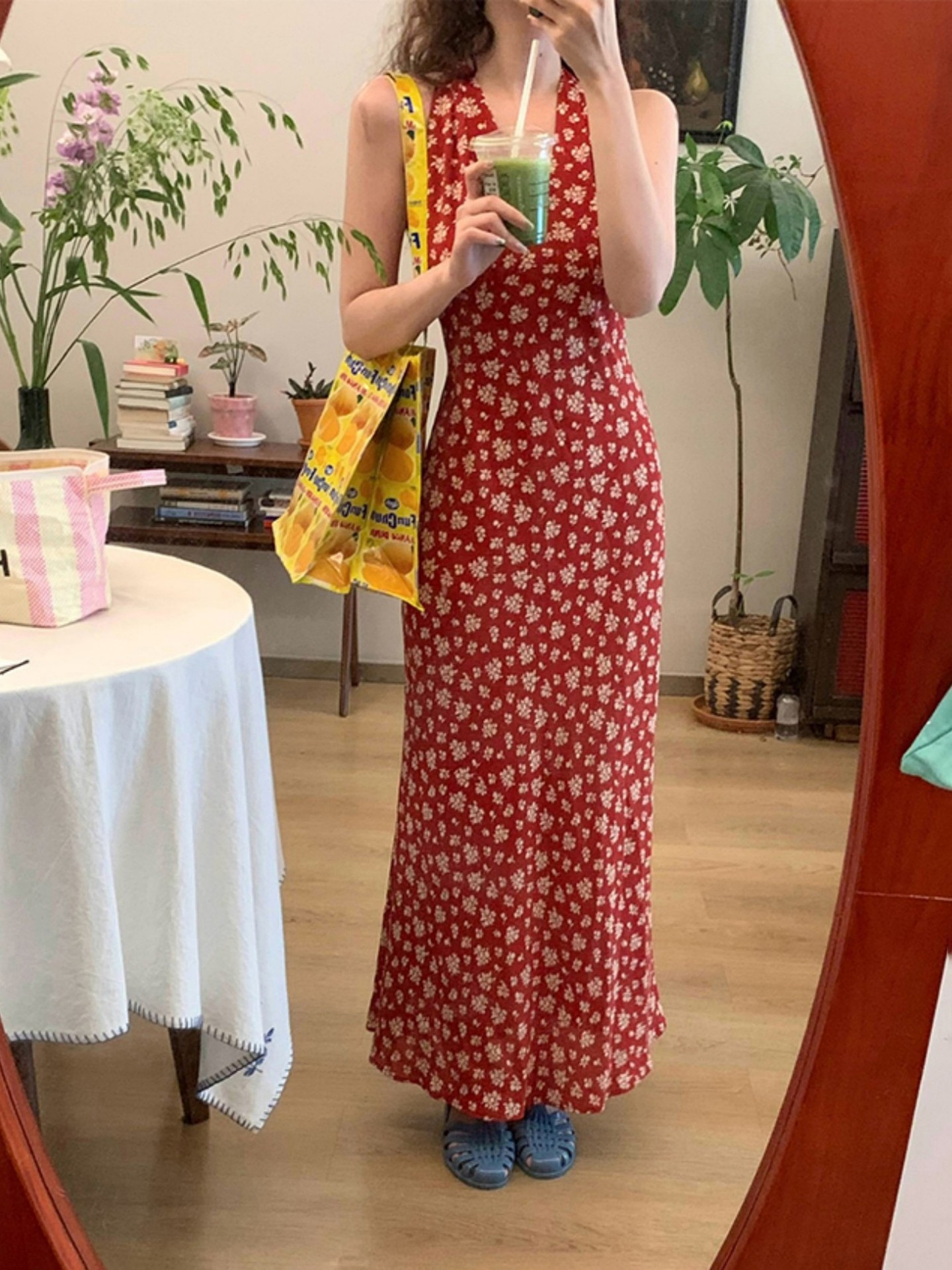 V-neck Floral Print Dress