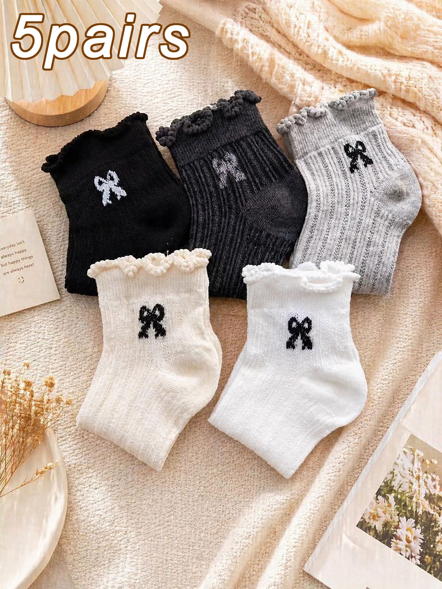 5Pairs Of Bow Sock