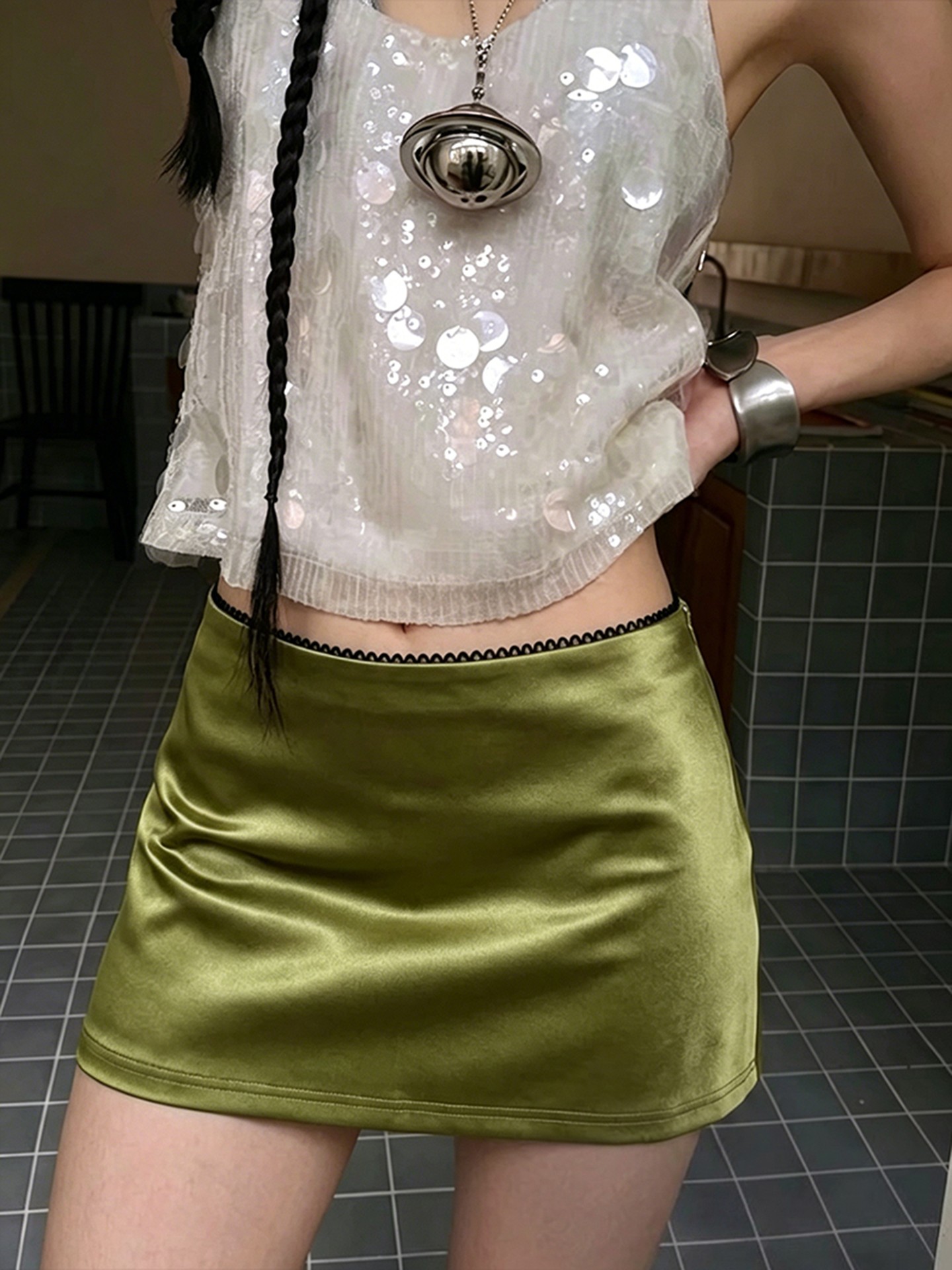Stretchy Starlet Satin Mini Skorts