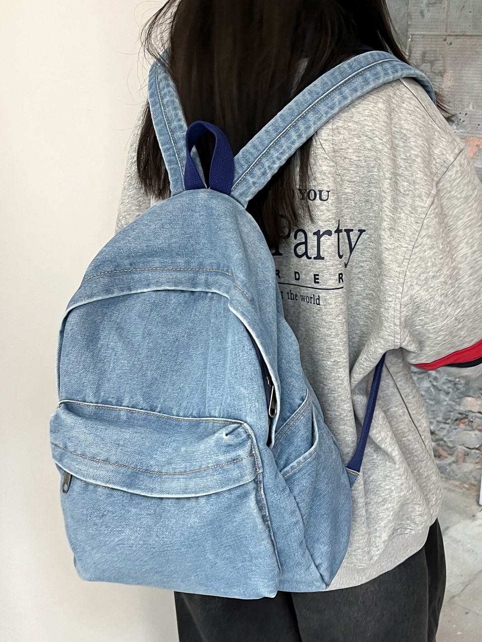 Washed Denim Backpack
