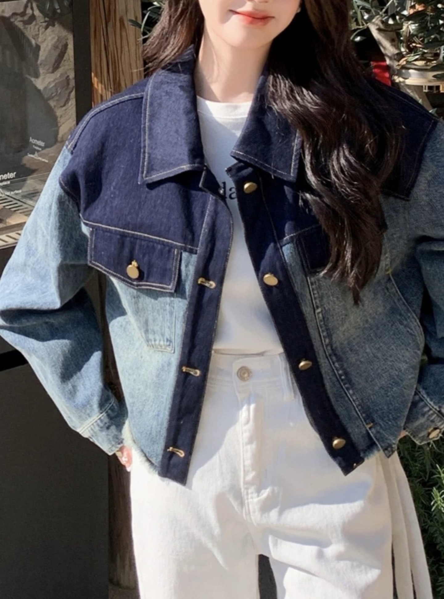 Medium Wash Raw Hem Denim Shirt Jacket