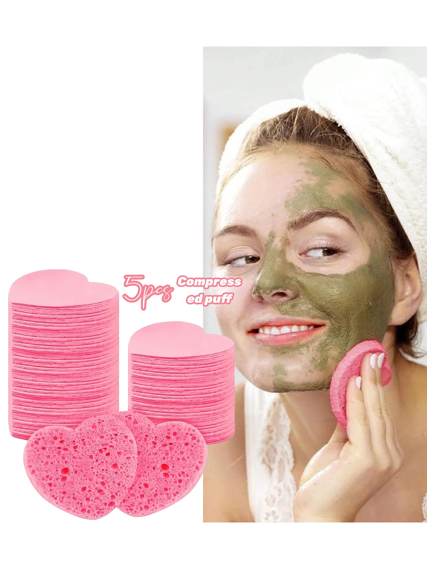 5pcs Heart ED Puff Face Cleaner
