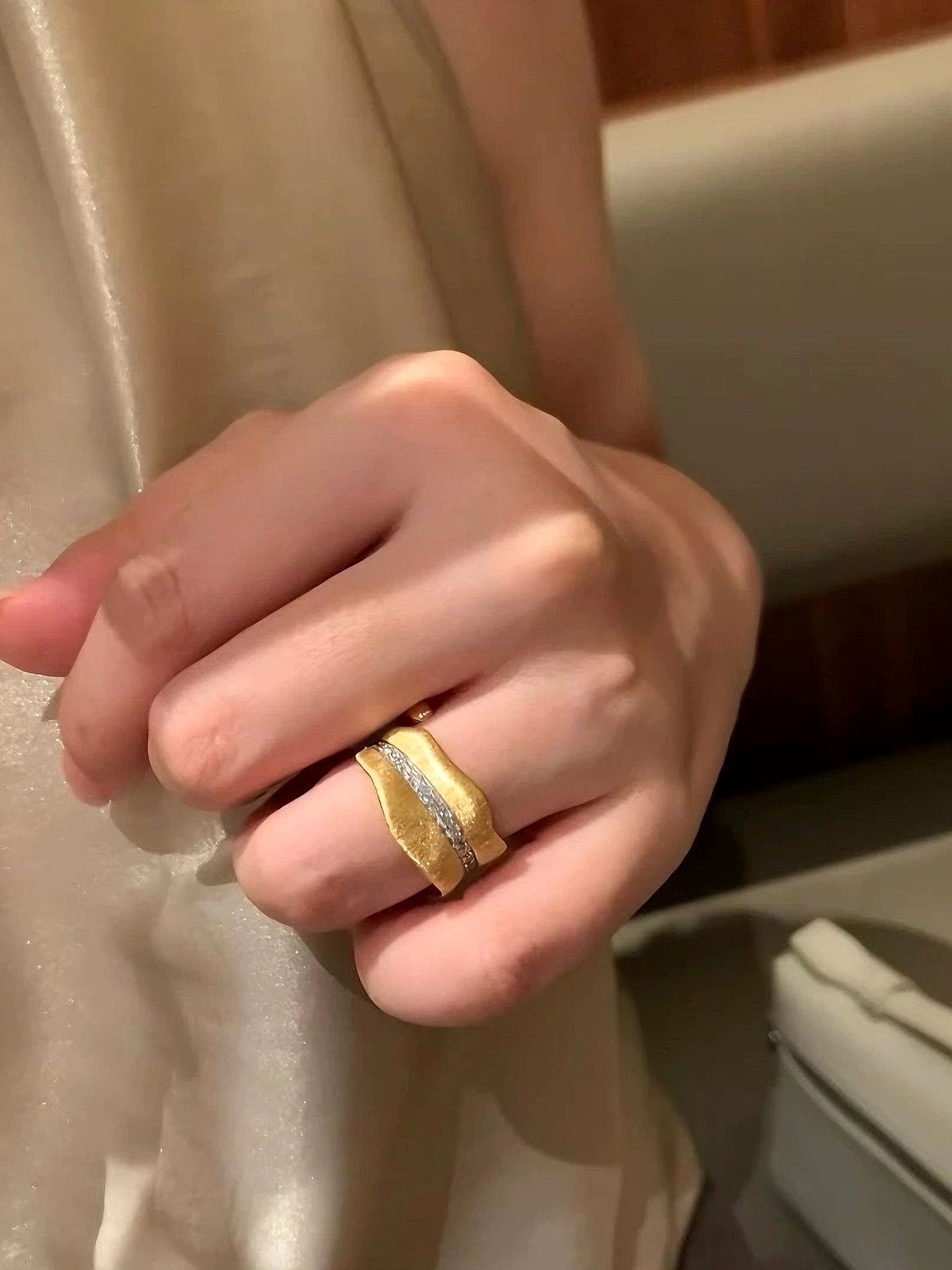 Brushed Metal Fashion Ring