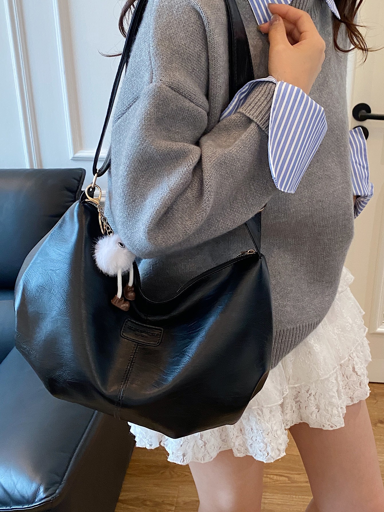 Pom Pom Crossbody Bag