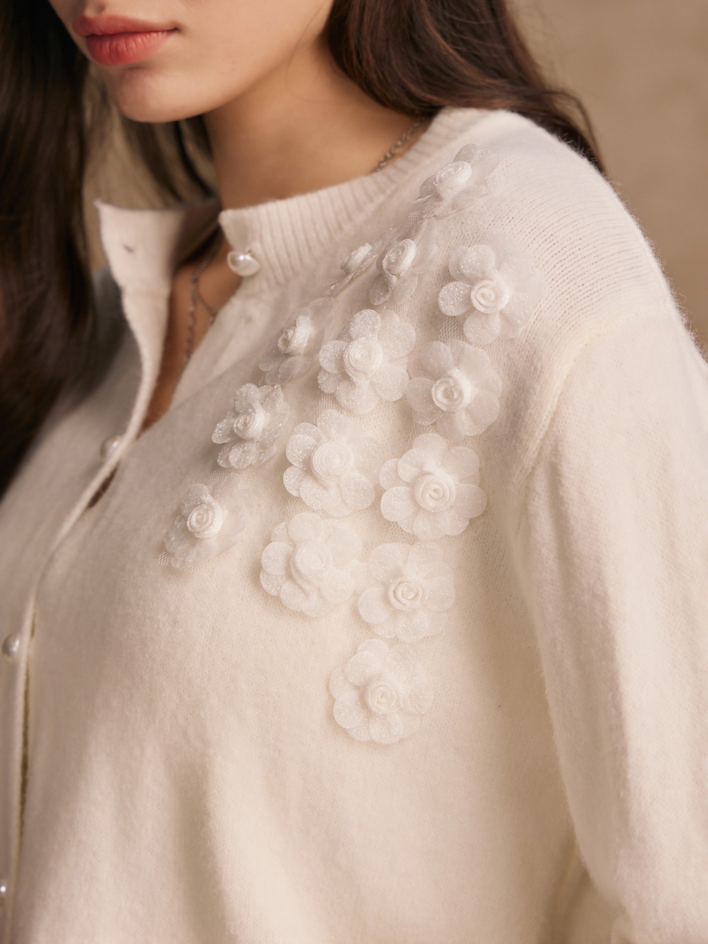 3D Floral Knit Cardigan