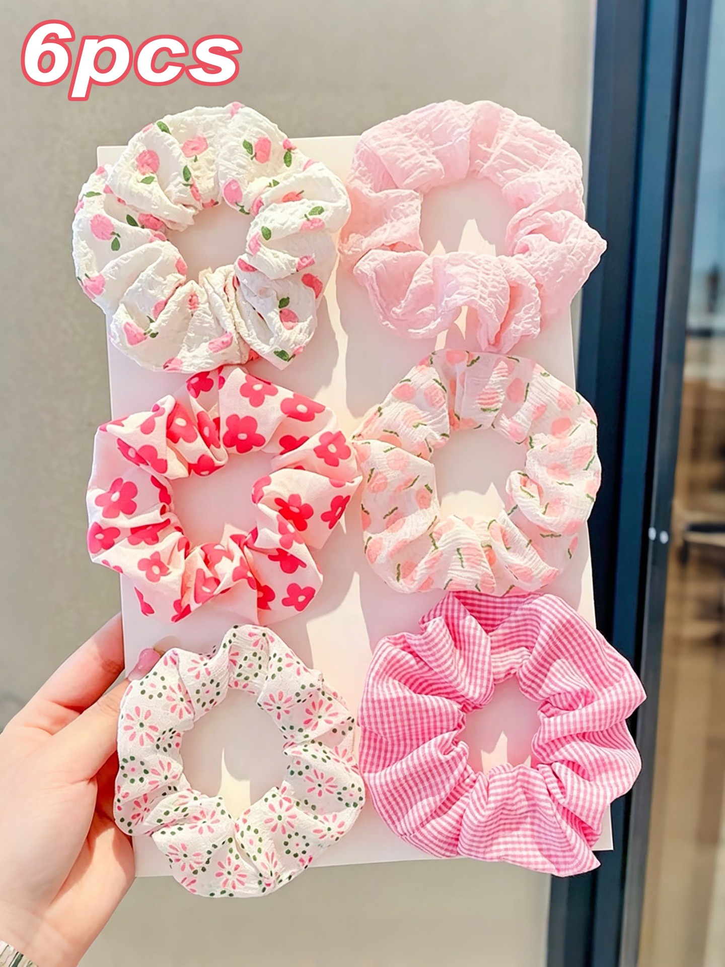 6Pcs Flowers Hair Tie