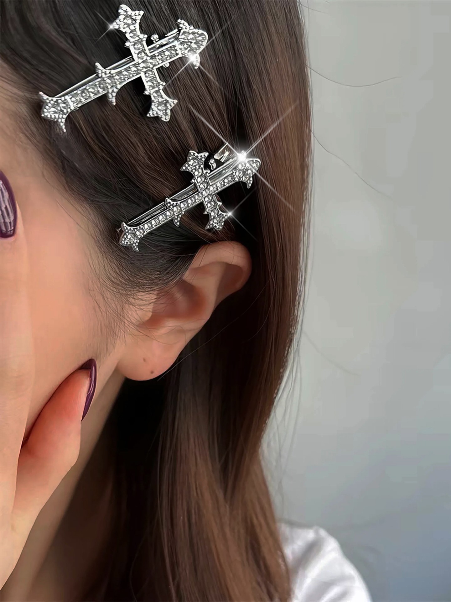 1Pair Of Rhinestone Hair Clip