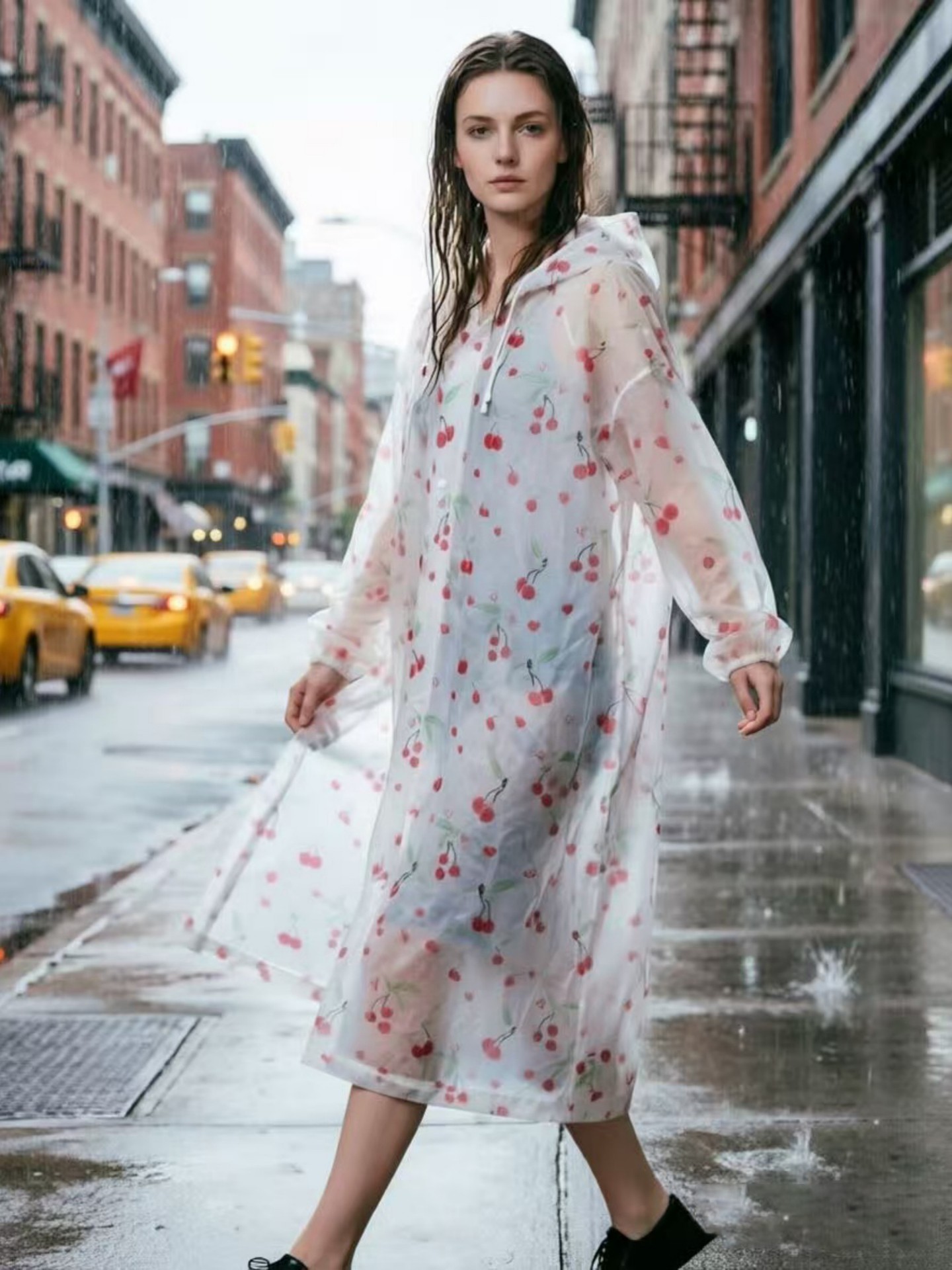 Cherry Pattern Raincoat