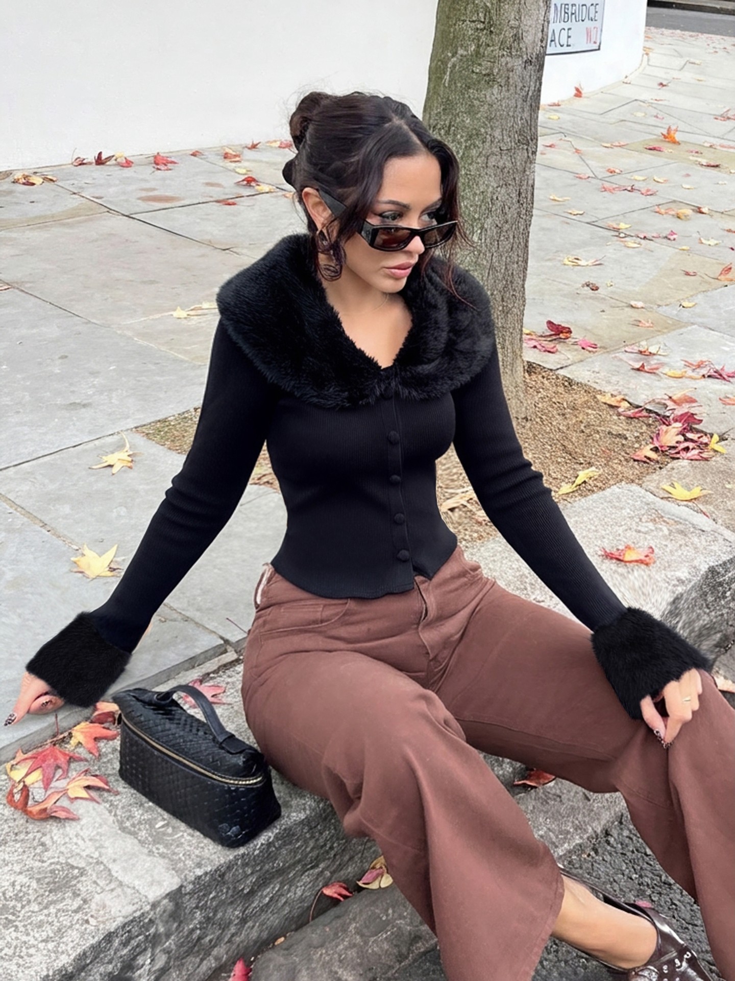 Faux Fur Trim Top