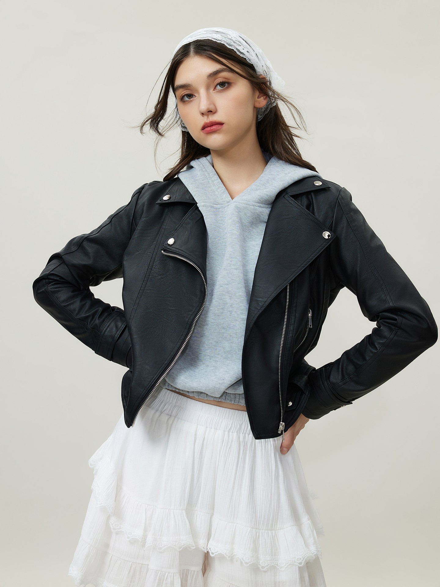 Cool-Girl Zip-Up Faux Leather Jacket