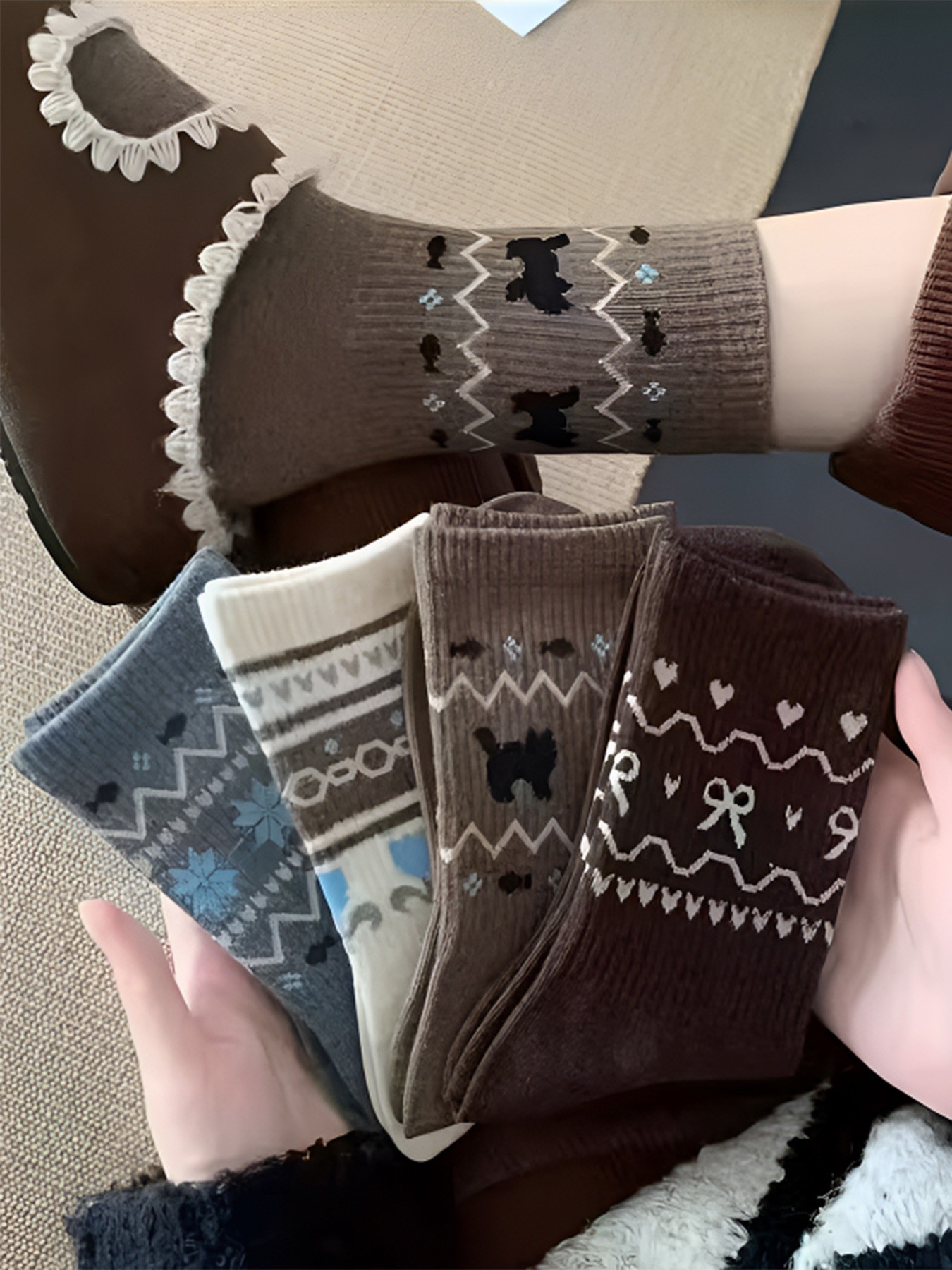 4Pairs of Geometric Sock