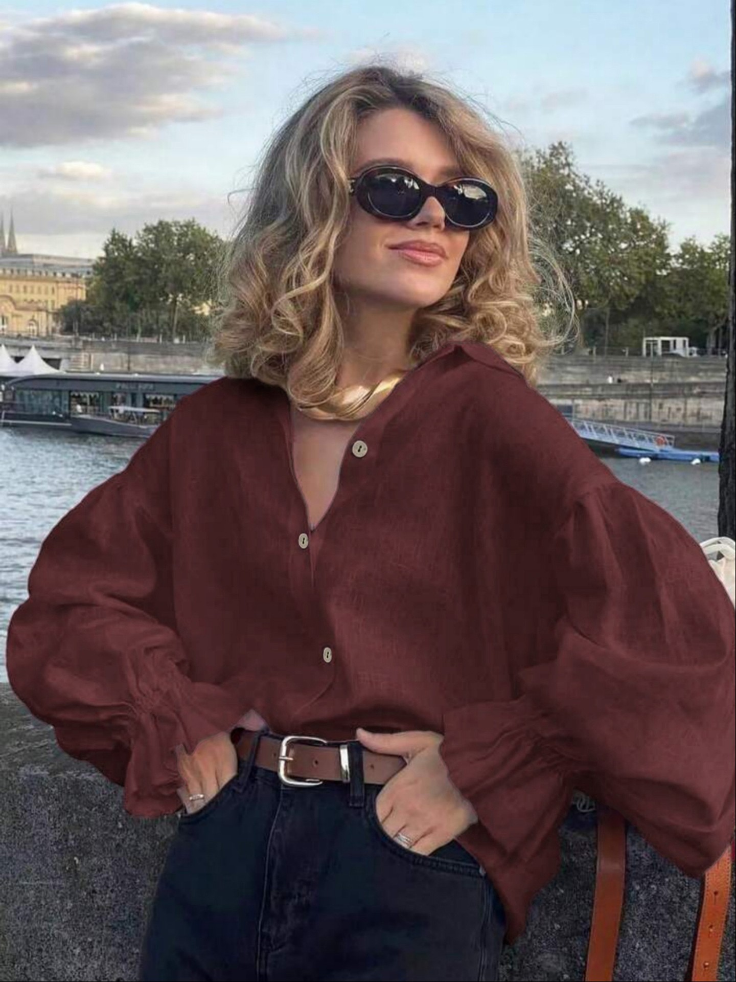 Casual Bohemian Loose Fit Puff Sleeve Shirt