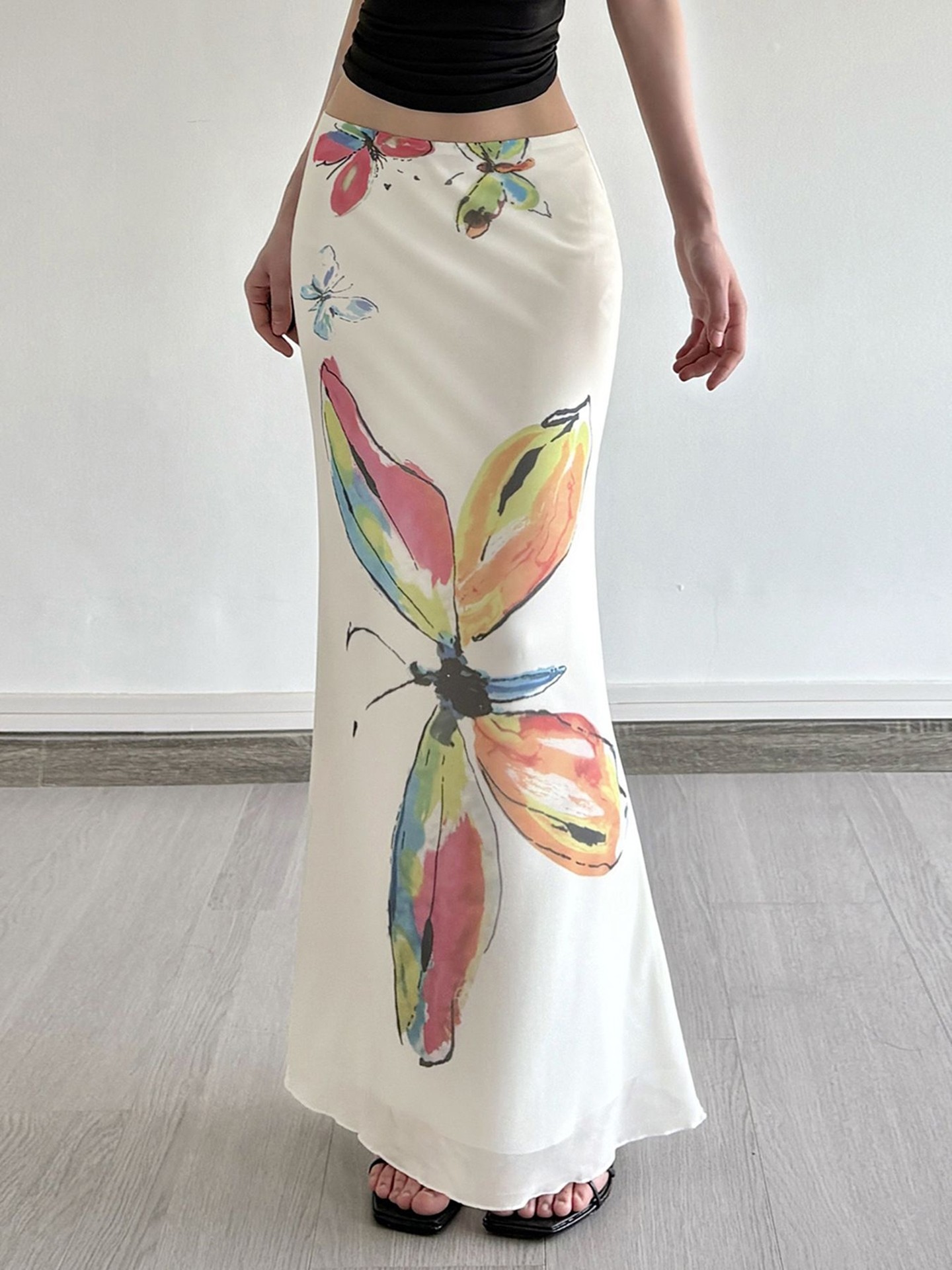 Butterfly Print Mermaid Skirt