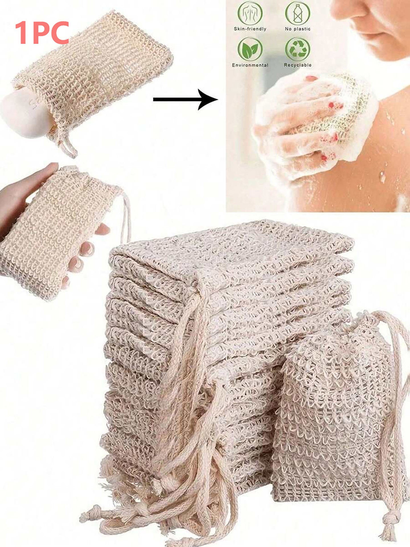 Natural Sisal Bath Foaming Soap Bag