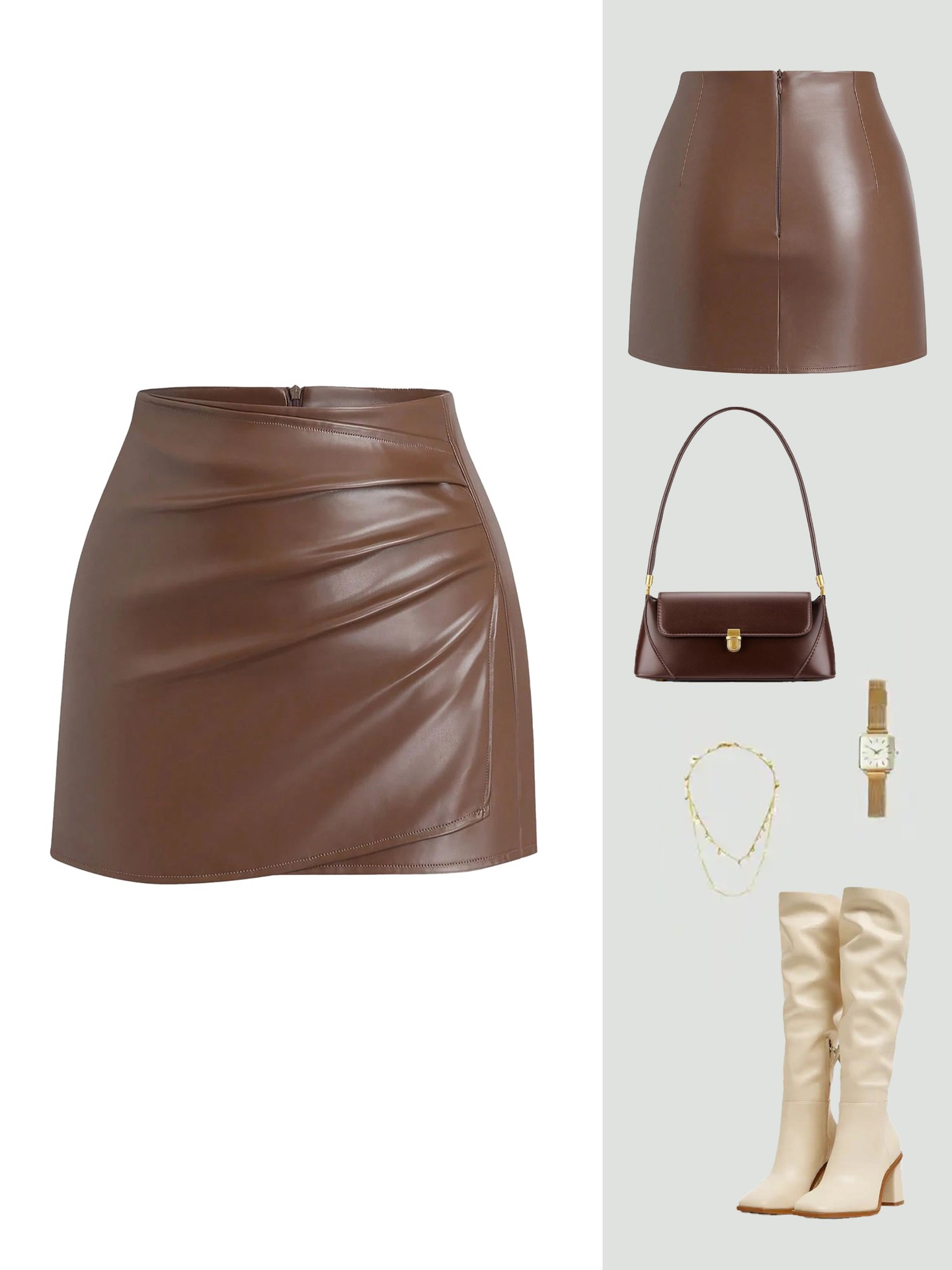 Faux leather Gathered Skirt