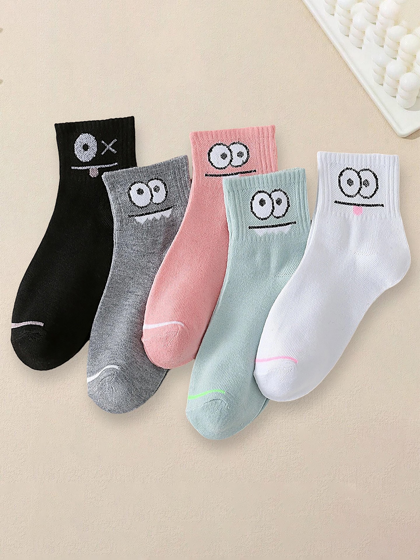 Cartoon Face Crew Socks 5-Pack